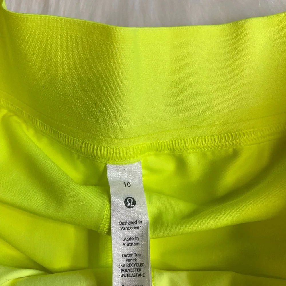 Lululemon Court Rival Perforated HR skirt*long Size 10 Yellow HIYE NWT - Picture 3 of 6
